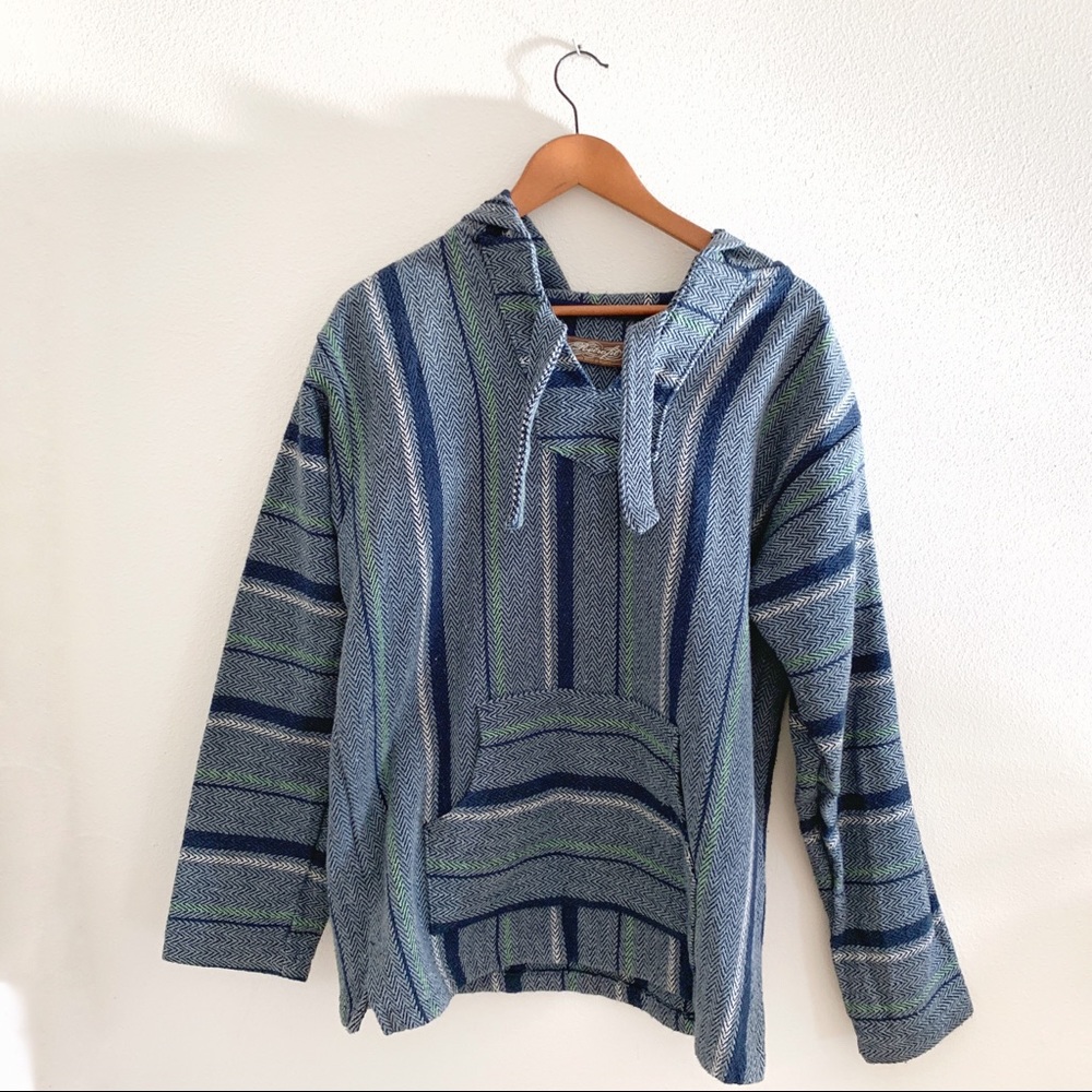 Retrofit Blue and Green Striped Hoodie